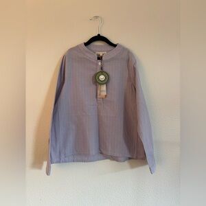 The Sunday Collective Lavender Poplin Henley Shirt size 8-9 NWT